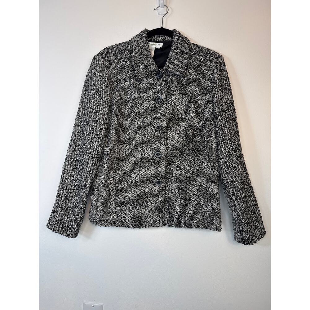 Coldwater Creek Tweed Blazer Silk Blend Button Front Jacket Textured Size Medium